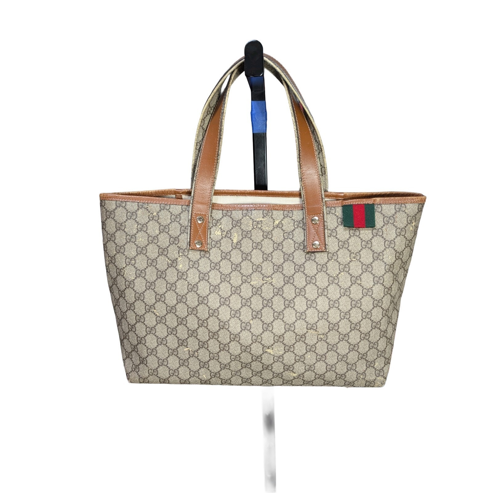 Gucci Gg Supreme Tote Sherry Line Beige Coated Canvas Vtg